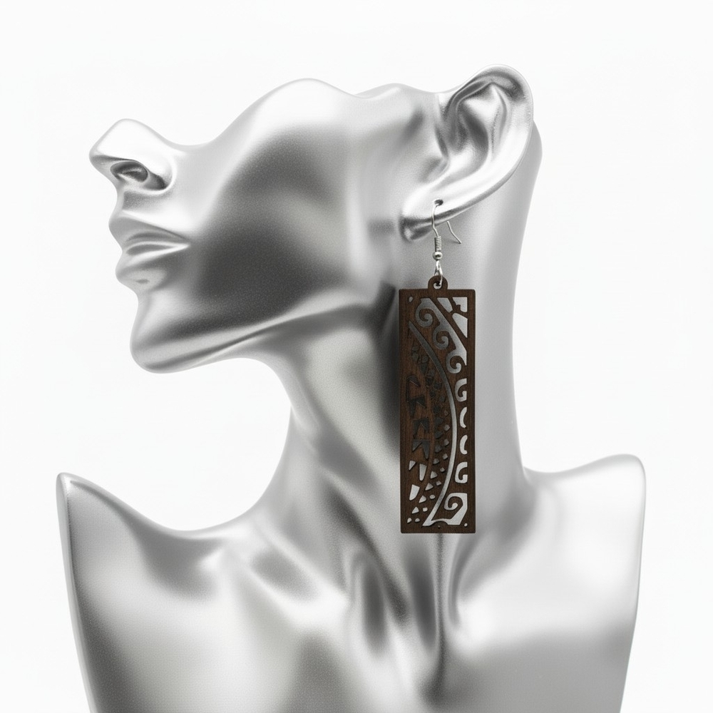 Two Towers ▪︎ Wood Enriched Laser Cut Earringz - Picture 12 of 15